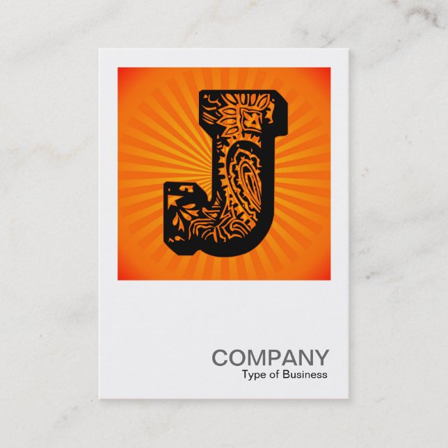 Carte De Visite Monogramme carré - Paisley Sunburst - J (Devant)