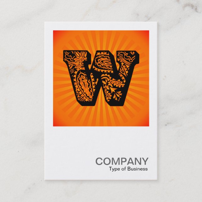 Carte De Visite Monogramme carré - Paisley Sunburst - W (Devant)