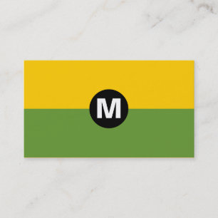 Carte De Visite Monogramme central - 2 tons vert et jaune