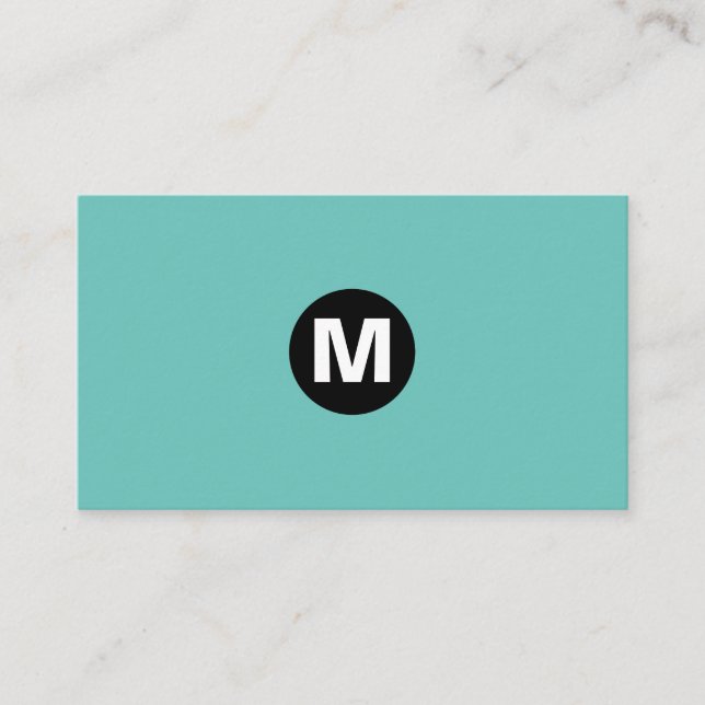 Carte De Visite Monogramme central - Noir sur Turquoise 6bc3bb (Devant)