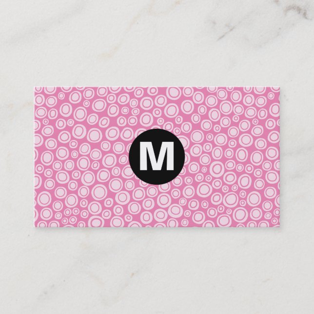 Carte De Visite Monogramme central - Spots - Rose (Devant)