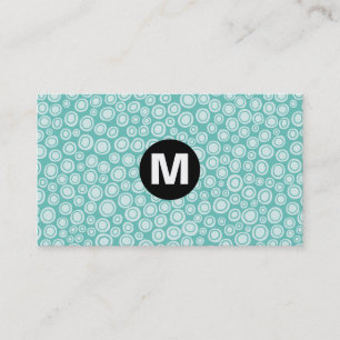 Carte De Visite Monogramme central - Spots - Turquoise
