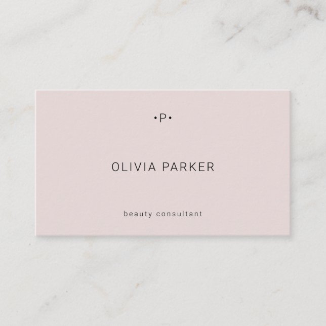 Carte De Visite Monogramme chic et minimal| Blush (Devant)