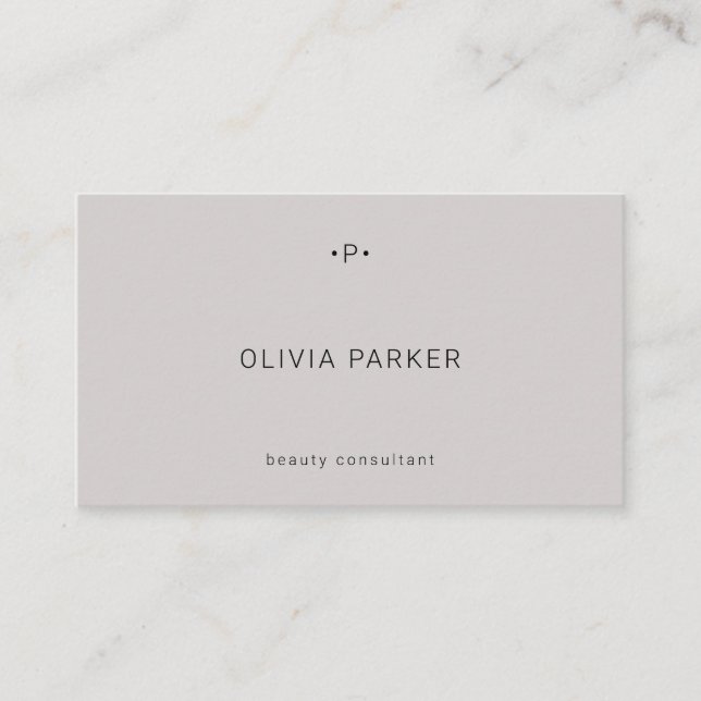Carte De Visite Monogramme chic et minimal| Gris (Devant)