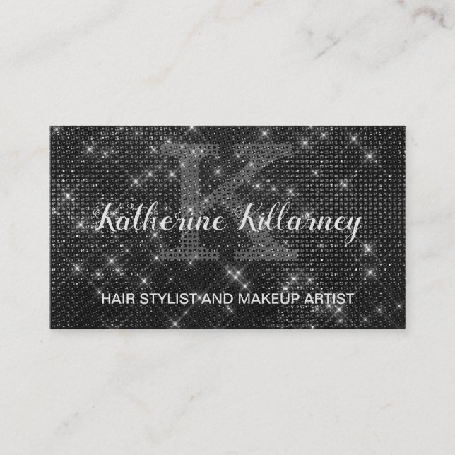 Carte De Visite Monogramme Chic Glam Sparkle Glam Chic (Devant)