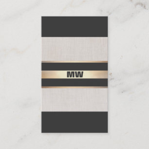 Carte De Visite Monogramme chic moderne Grilles noires et or