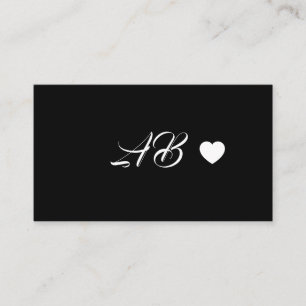 Carte De Visite Monogramme Coeur rouge Script manuscrit noir