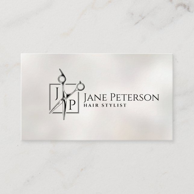Carte De Visite monogramme coiffeur simple (Devant)