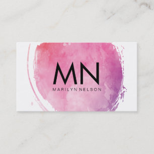Carte De Visite Monogramme couleur eau rose
