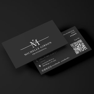 Carte De Visite Monogramme Couronne Initiales Minimales Marketing