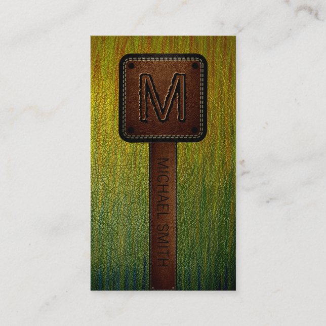 Carte De Visite Monogramme Cuir Brown moderne Look #6 (Devant)
