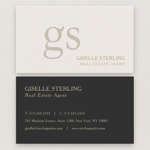 Carte De Visite Monogramme d'agent immobilier professionnel