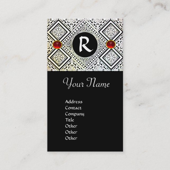 CARTE DE VISITE MONOGRAMME D'AGLE, RUBY ROUGE (Devant)
