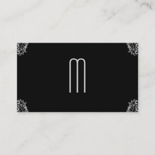 Carte De Visite Monogramme Damask sur noir