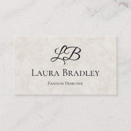 Carte De Visite Monogramme d'aquarelle blanche simple et élégant