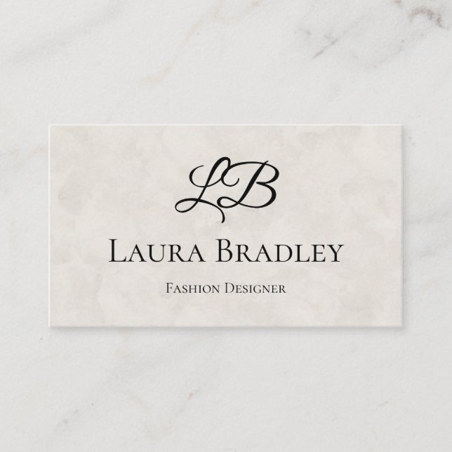 Carte De Visite Monogramme d'aquarelle blanche simple et élégant (Devant)