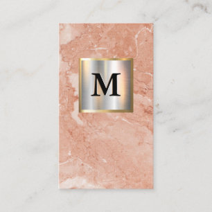 Carte De Visite Monogramme de bannière en or d'argent métallique  