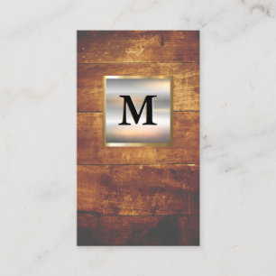 Carte De Visite Monogramme de bannière en or d'argent métallique  