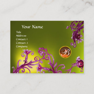 Carte De Visite MONOGRAMME DE BÉRIES MAGIQUES, topaz jaune orange
