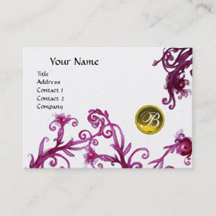 Carte De Visite MONOGRAMME DE BERRIES MAGIQUES, platine jaune topa