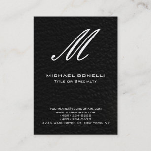 Carte De Visite monogramme de calligraphie noir & blanc tendance
