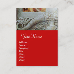 Carte De Visite MONOGRAMME DE CORNUCOPIE, gris clair, rouge