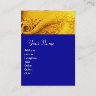 Carte De Visite MONOGRAMME DE CORNUCOPIE, jaune or brillant, bleu