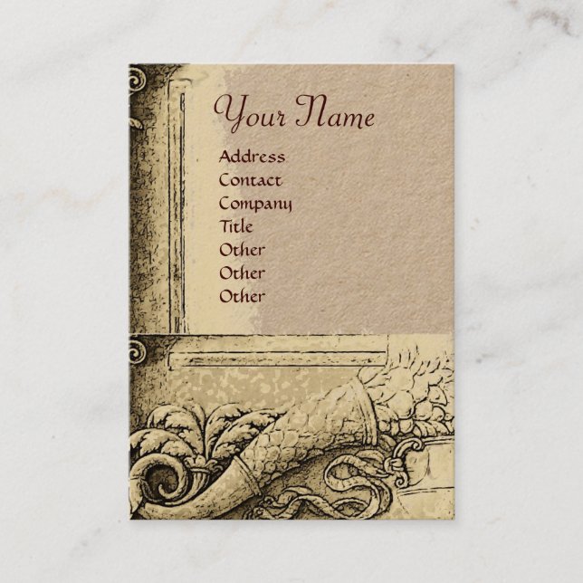 Carte De Visite MONOGRAMME DE CORNUCOPIE, Papier Kraft Brown (Devant)
