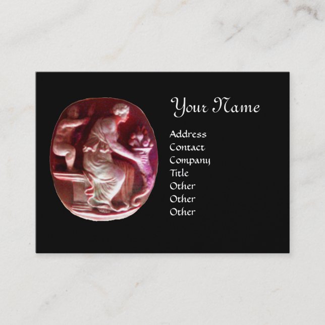 Carte De Visite MONOGRAMME DE CORNUCOPIE, Rouge antique Noir (Devant)