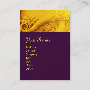 Carte De Visite MONOGRAMME DE CORNUCOPIE, violet jaune or clair