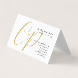 Carte De Visite Monogramme de couleur or Avocat Juriste Minimalist