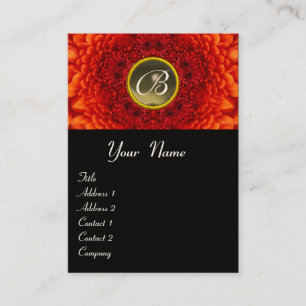 Carte De Visite MONOGRAMME DE DAHLIA ROUGE, jaune gris AGATE