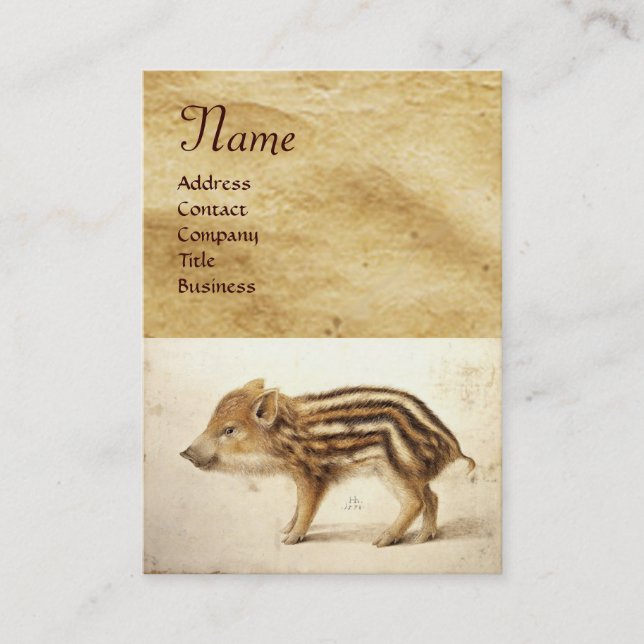 Carte De Visite MONogramme de dessin animal de la BANDE SAUVAGE PI (Devant)