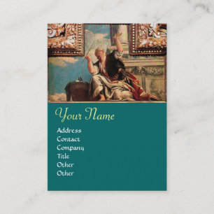 Carte De Visite MONOGRAMME DE DIALECTIQUE, vert bleu brun