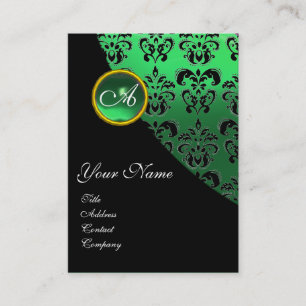CARTE DE VISITE MONOGRAMME DE DOMMASQUES ÉMERAUDES VERTS