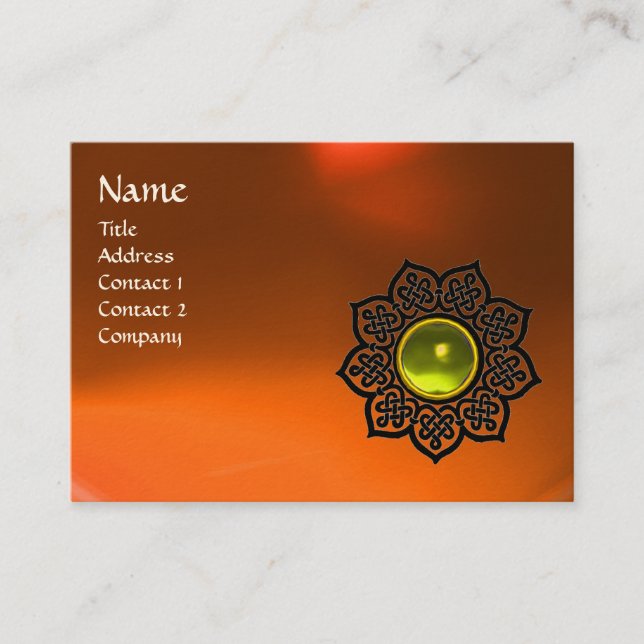Carte De Visite MONOGRAMME DE FLEURS CELTIQUES AGATE orange jaune  (Devant)