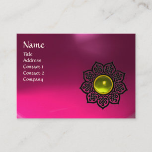 Carte De Visite MONOGRAMME DE FLEURS CELTIQUES AMÉthyste rose, top