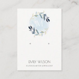CARTE DE VISITE MONOGRAMME DE FOLIAGE BLEU OR REARRÊTER AFFICHER 