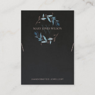 CARTE DE VISITE MONOGRAMME DE FOLIAGE ROSE NOIR AFFICHER LE LOGO D