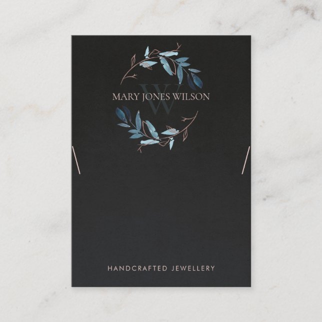 CARTE DE VISITE MONOGRAMME DE FOLIAGE ROSE NOIR AFFICHER LE LOGO D (Devant)