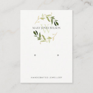 CARTE DE VISITE MONOGRAMME DE FOLIAGE VERT OR REARRÊTER AFFICHER 
