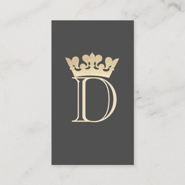 Carte De Visite Monogramme de la couronne Parties scintillant Faux (Devant)
