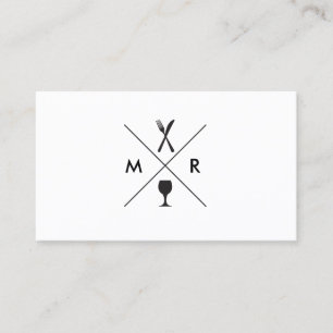 CARTE DE VISITE MONOGRAMME DE LOGO DE FORK & KNIFE SUR BLANC