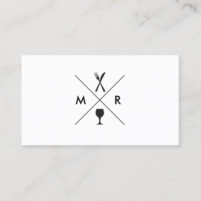 CARTE DE VISITE MONOGRAMME DE LOGO DE FORK & KNIFE SUR BLANC (Devant)