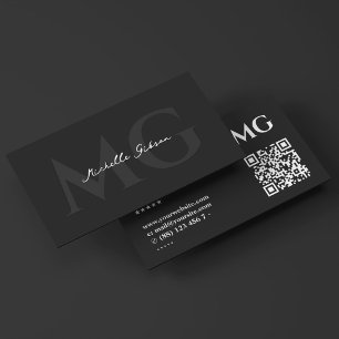 Carte De Visite Monogramme de marketing noir professionnel minimal