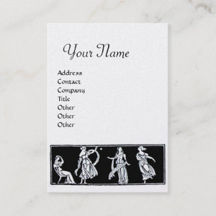 Carte De Visite MONOGRAMME DE MODE ANTIQUE Black White Pearl