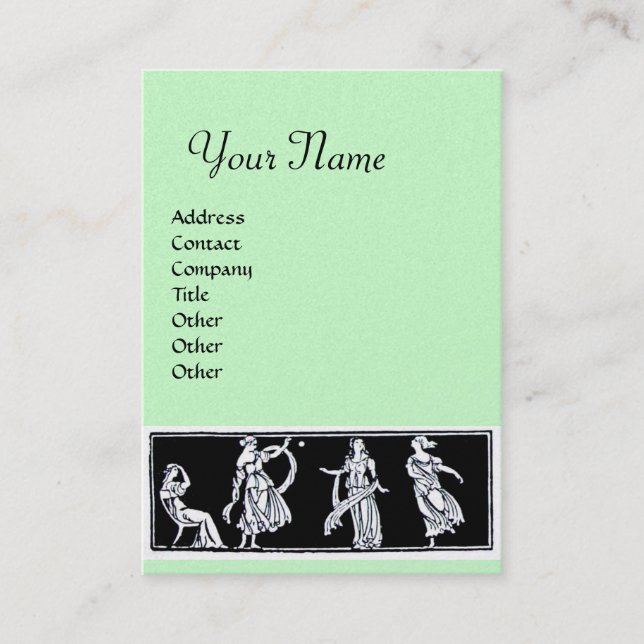 Carte De Visite MONOGRAMME DE MODE ANTIQUE, or métallique, vert (Devant)