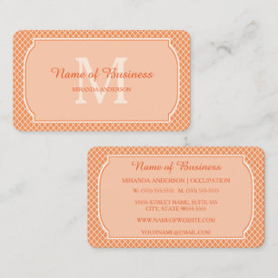 Carte De Visite Monogramme de nom en treillis orange