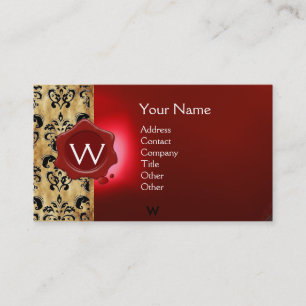 CARTE DE VISITE MONOGRAMME DE PARCHEMENT DE SCEAUX DE CIRE ROUGE