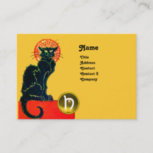 CARTE DE VISITE MONOGRAMME DE PARTIE DE CAT NOIR